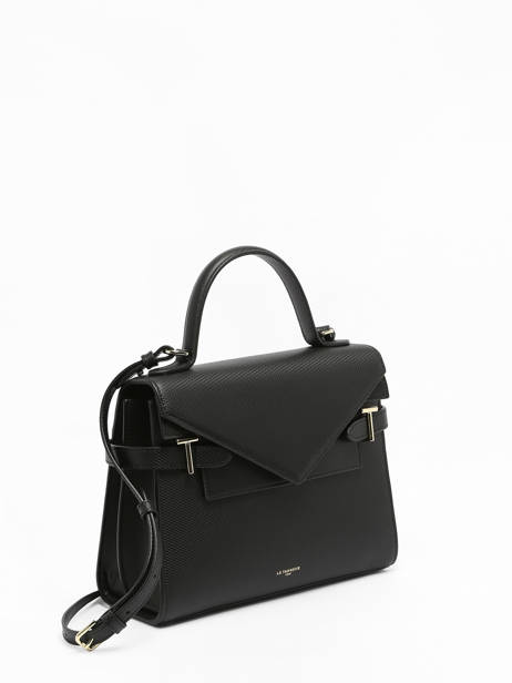 Sac BandouliÃ¨re M Double Rabat Emilie Cuir Le tanneur Noir emily TEMI1013 vue secondaire 2