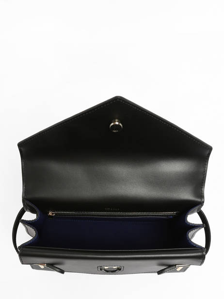 Sac BandouliÃ¨re M Double Rabat Emilie Cuir Le tanneur Noir emily TEMI1013 vue secondaire 3