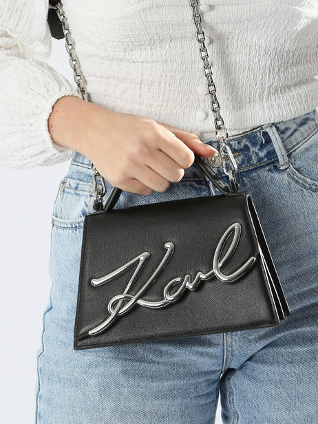 Sac Bandoulière K Signature Cuir Karl lagerfeld Noir k signature 240W3004 vue secondaire 1