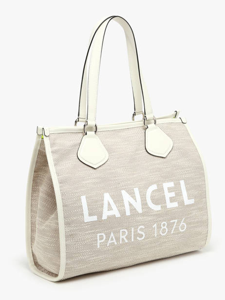 Sac Cabas D'Ã©tÃ© ZippÃ© Toile De Jute Et Cuir Lancel Beige cabas d'ete A13310 vue secondaire 2