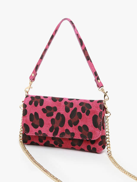 Sac BandouliÃ¨re Velvet Leopardo Cuir Milano Rose velvet leopardo VL24063 vue secondaire 2