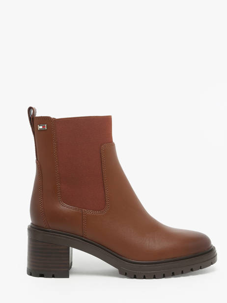 Bottines Ã  Talon En Cuir Tommy hilfiger Marron women 8163GPK