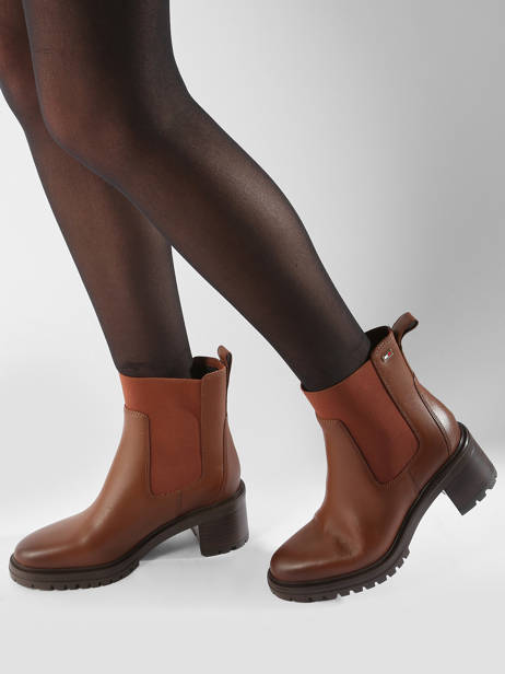 Bottines Ã  Talon En Cuir Tommy hilfiger Marron women 8163GPK vue secondaire 1