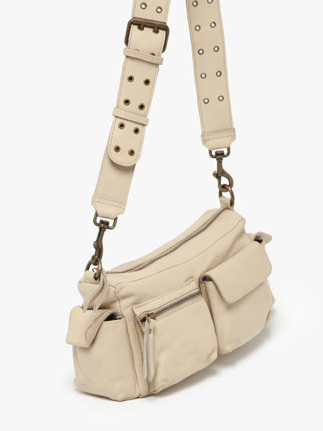Sac BandouliÃ¨re Cargo Cuir Basilic pepper Beige cargo BCAR01 vue secondaire 2