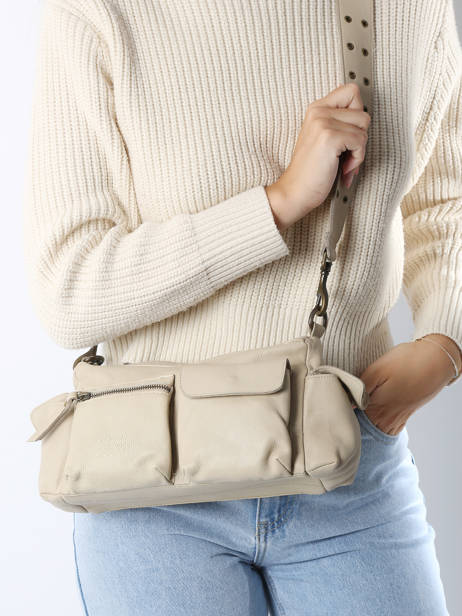 Sac BandouliÃ¨re Cargo Cuir Basilic pepper Beige cargo BCAR01 vue secondaire 1