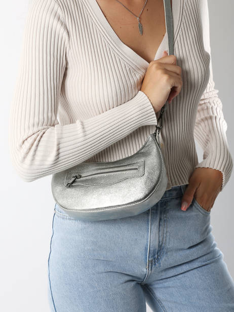 Sac PortÃ© Ã©paule Nine Cuir Milano Argent nine NI24061 vue secondaire 1
