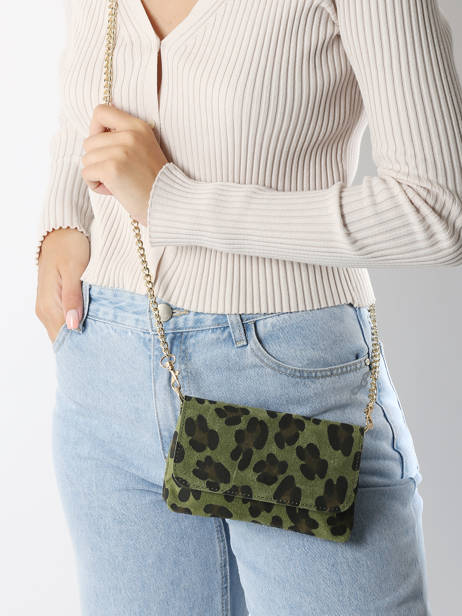 Sac BandouliÃ¨re Velvet Leopardo Cuir Milano Vert velvet leopardo VL24063 vue secondaire 1
