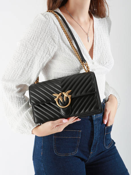 Sac BandouliÃ¨re Love Bag Quilt Cuir Pinko Noir love bag quilt A0GK vue secondaire 1