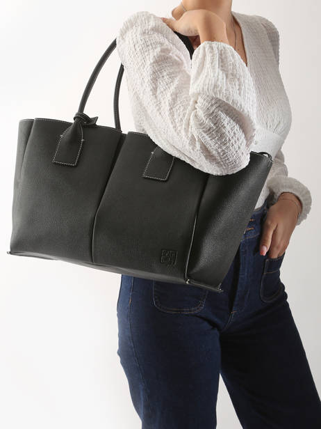 Sac PortÃ© Ã©paule Elena Cuir Le tanneur Noir elena TELE1670 vue secondaire 1
