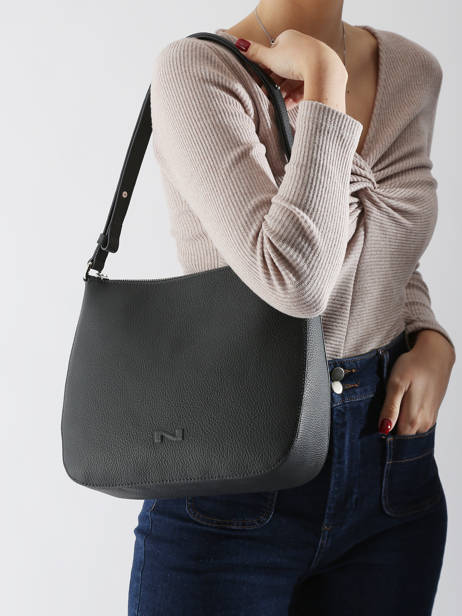 Sac PortÃ© Ã©paule Lou Cuir Nathan baume Noir egee 5 vue secondaire 1