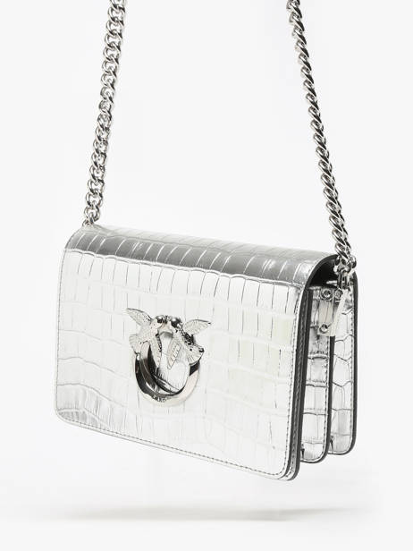 Sac BandouliÃ¨re Love Bag Icon Cuir Pinko Argent love bag icon A1W5 vue secondaire 2