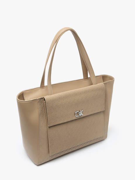 Sac PortÃ© Ã©paule Ck Medium Calvin klein jeans Beige ck medium K613136 vue secondaire 2