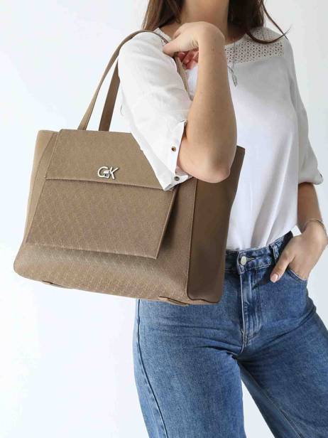 Sac PortÃ© Ã©paule Ck Medium Calvin klein jeans Beige ck medium K613136 vue secondaire 1