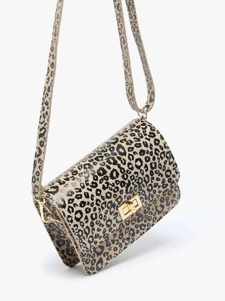 Sac BandouliÃ¨re Velvet Leopardo Cuir Milano Beige velvet leopardo VL24115 vue secondaire 2
