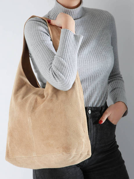 Sac PortÃ© Ã©paule Velvet Cuir Milano Beige velvet VE24062B vue secondaire 2