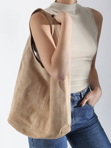 Sac PortÃ© Ã©paule Velvet Cuir Milano Beige velvet VE24062B vue secondaire 1