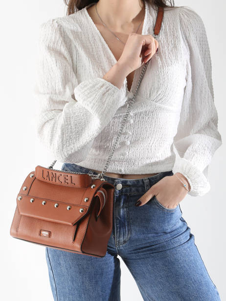 Sac Ã  Rabat M Ninon Rivets Cuir Lancel Marron ninon A13380 vue secondaire 1