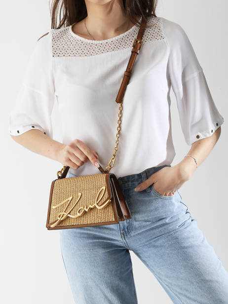 Sac BandouliÃ¨re K Signature Raphia Karl lagerfeld Beige k signature A2W30009 vue secondaire 1