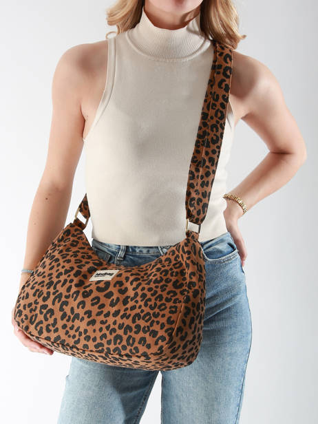 Sac PortÃ© Ã©paule Leopard Polyester Hindbag Marron leopard LE vue secondaire 1
