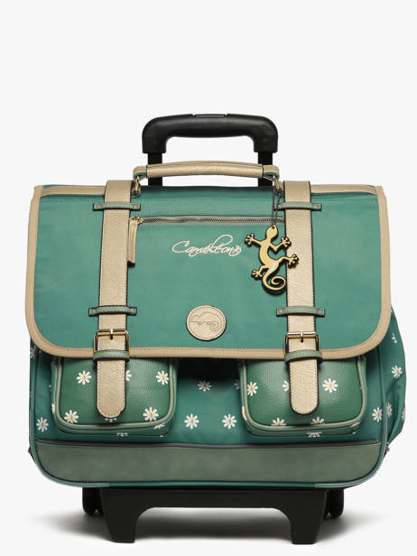 Cartable Ã  Roulettes 3 Compartiments Cameleon Vert vintage fantasy CR41