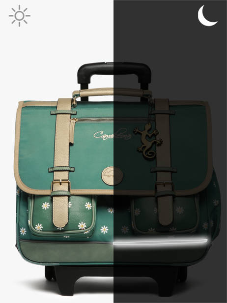 Cartable Ã  Roulettes 3 Compartiments Cameleon Vert vintage fantasy CR41 vue secondaire 8