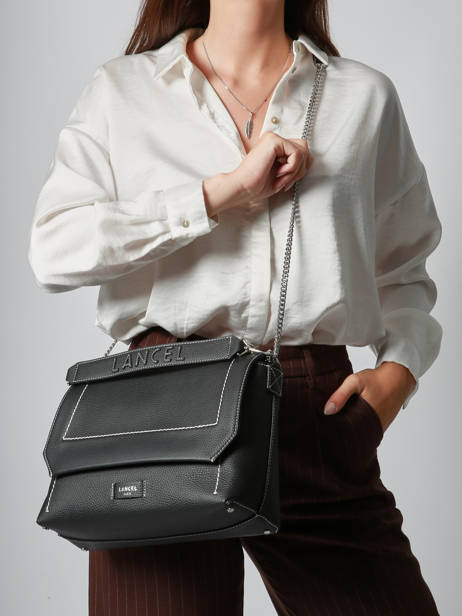 Large Leather Ninon Soft Shoulder Bag Lancel Black ninon A13783 other view 1