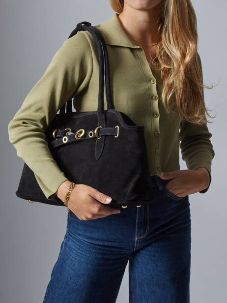 Shoulder Bag Velvet Leather Milano Black velvet VE260610 other view 1