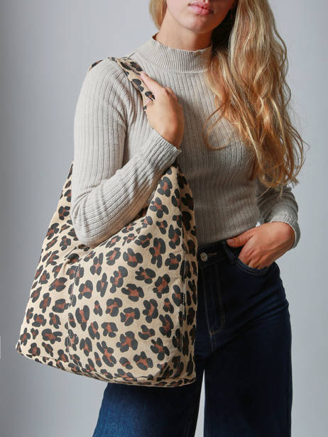 Shoulder Bag Velvet Leopardo Leather Milano Beige velvet leopardo VL25065 other view 1