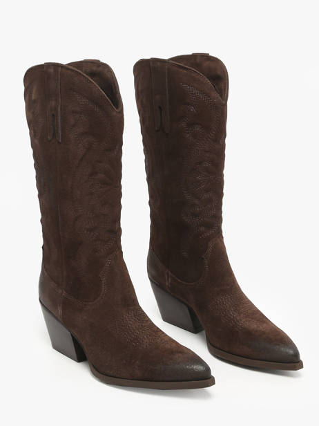 Leather-crusted Cowboy Boots With Topstitching The icona Brown women TX160 other view 1