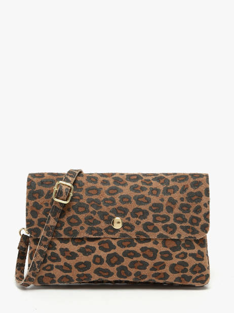 Shoulder Bag Velvet Leopardo Leather Milano Brown velvet leopardo VL23067