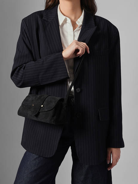 Shoulder Bag S Agnes Suede Leather Etrier Black agnes EAGV205S other view 1