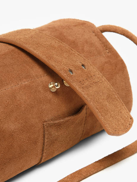 Sac Bandoulière S Agnes Cuir Velours Etrier Marron agnes EAGV205S vue secondaire 7
