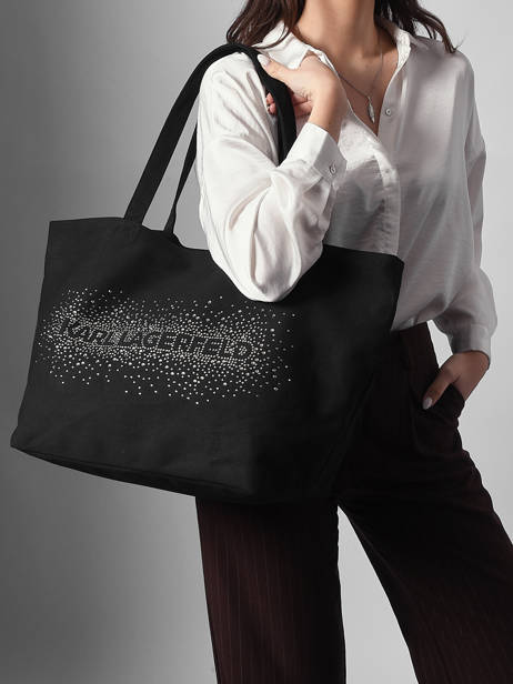 Sac Cabas K/essential Rhinestone Logo Coton Karl lagerfeld Noir k essential B1W50087 vue secondaire 1