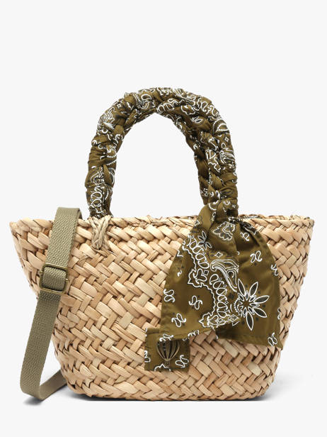 Sac Porté Main Bandana Paille Le voyage en panier Vert bandana PM968
