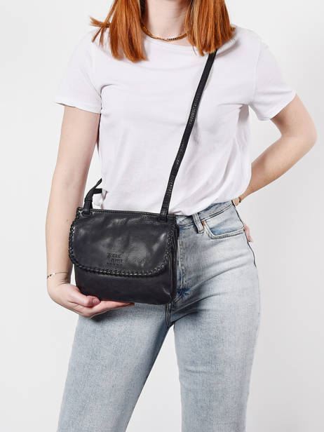 Sac BandouliÃ¨re Utility Cuir Basilic pepper Noir utility BUTI05 vue secondaire 1